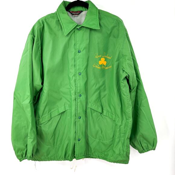 Vintage Irish Windbreaker Jacket Snap Button “Love Ireland Salute America” Sz L - Picture 1 of 10
